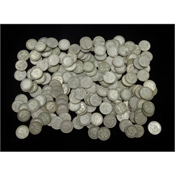 Approximately 280 grams of Great British pre 1947 silver threepence coins