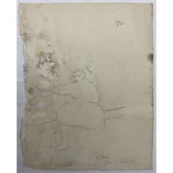 Attrib. Harold Knight (Staithes Group 1874-1961): 'Maggie Ward Verrill' 'Mrs Hannah Ward' et al., six pencil sketches unsigned some titled 26cm x 20cm (6) (unframed) 
Provenance: Hannah Ward was the vendor's great great grandmother and Margaret Verrill, Hannah's daughter. The Ward/Verrill families who lived in Gun Gutter and Church Street Staithes, had connections with Harold Knight. Hannah who owned three or four cobles and several properties in Staithes probably features in several of Knight's paintings.