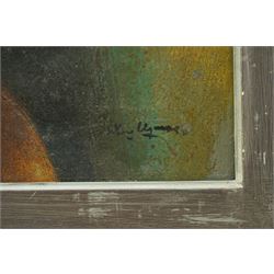 Continental School (20th century): Abstract with Overlapping Discs, pair of oils on board indistinctly signed 38cm x 48cm (2)