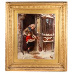 Thomas Faed RA RSA (Scottish 1826-1900): 'A Welcome Visitor', oil on canvas signed and dated 1872, 58cm x 49cm