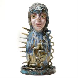 Galea Belinscaia (Yorkshire Contemporary): 'The Mermaid', two faced blue and green glazed ...
