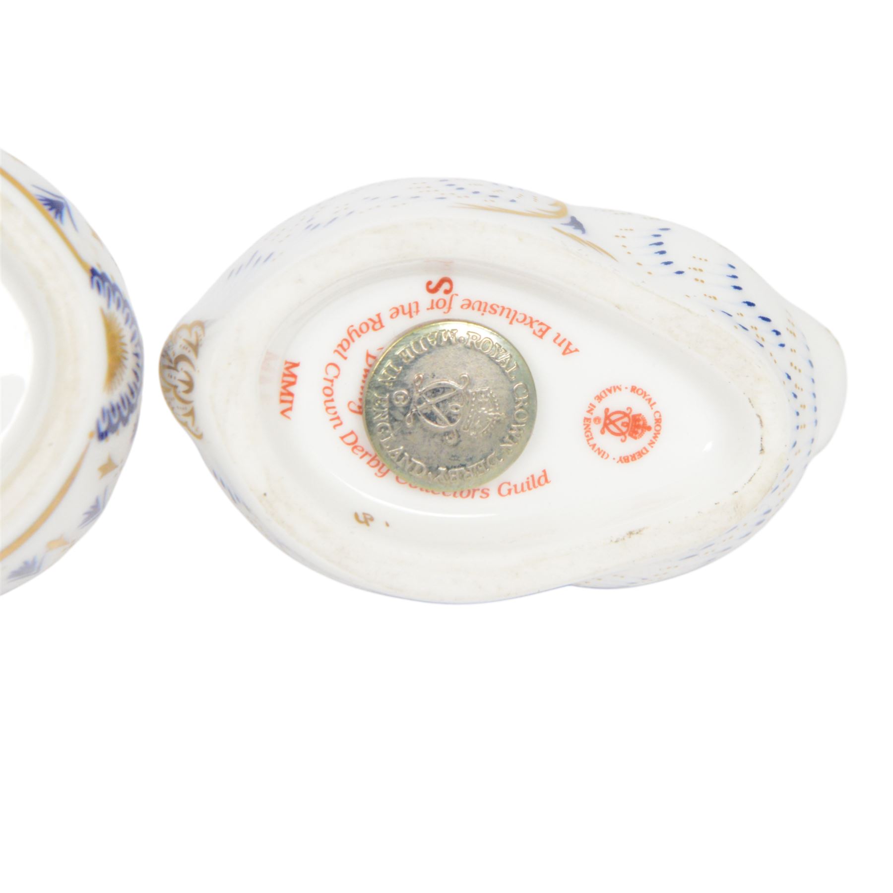 Three Royal Crown Derby rabbit paperweights, largest H7cm