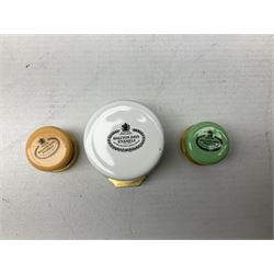 Group of seven Halcyon Days enamel boxes, each with affectionate inscriptions, including 'Wild about you', 'Don't ever change', 'Love you a bunch', etc., in six fitted boxes  