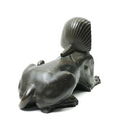 Bronze model of an Egyptian sphynx, W28cm 