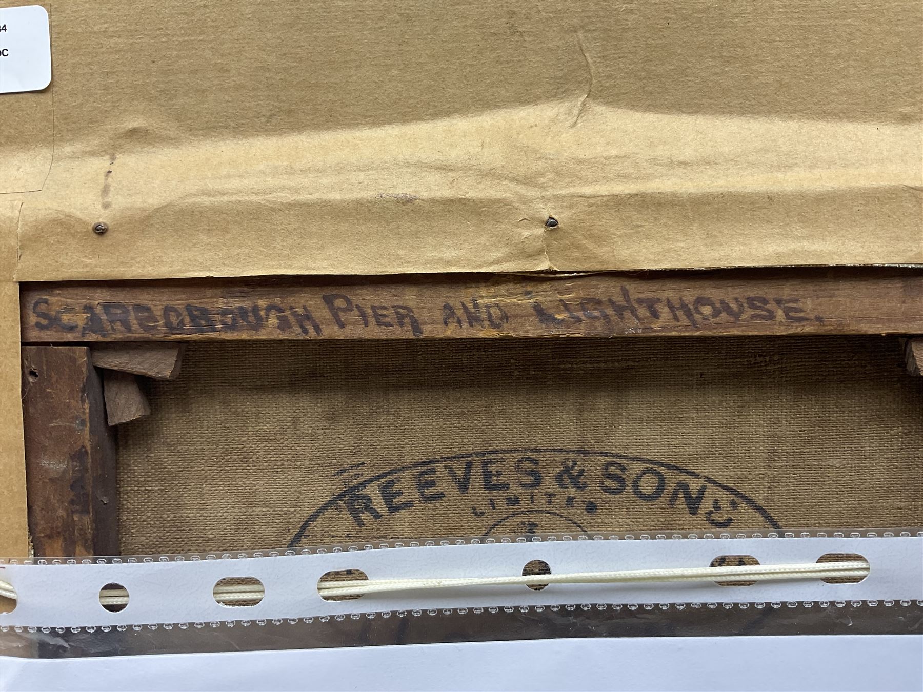 Edward Gentle (British 1823-1910): 'Scarborough Pier and Lighthouse', oil on canvas signed and dated 1895, titled verso 14cm x 22cm 