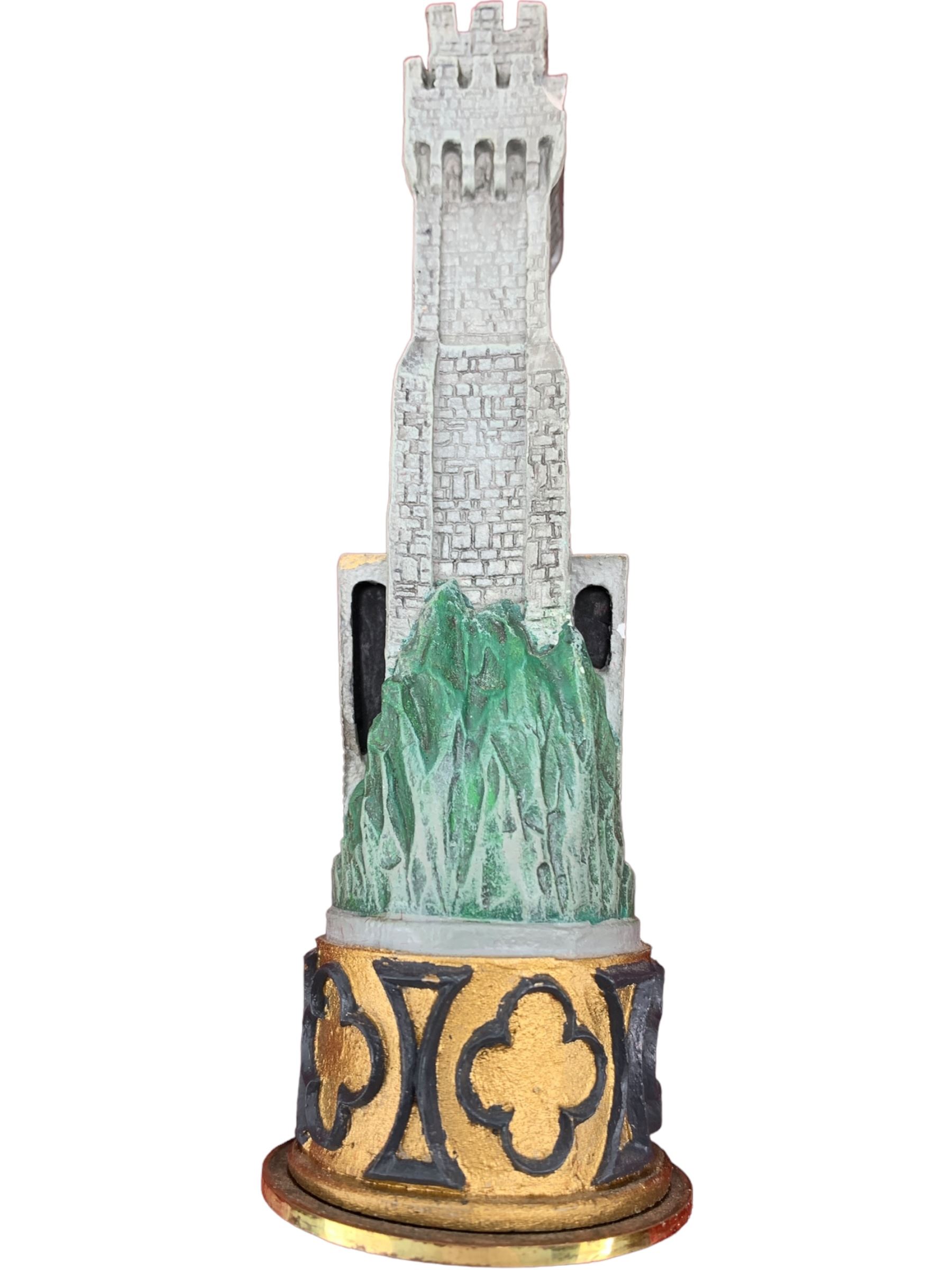 Franklin Mint 'The Great Crusaders' 1989 chess set, with cabinet and ivory resin chess board, 56cm x 56cm, incomplete 