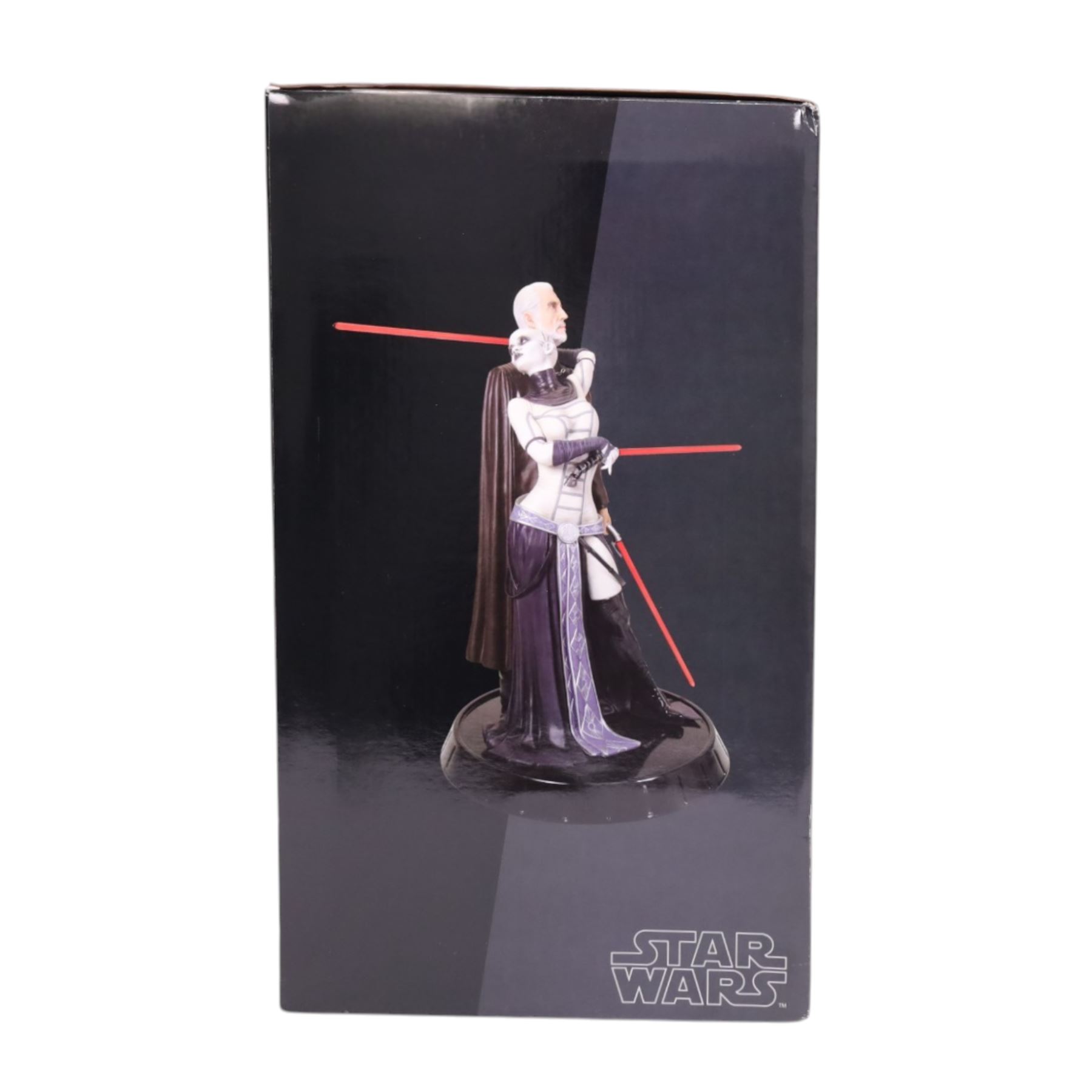 Gentle Giant limited edition Asajj Ventress and Count Dooku statue, boxed with certificate of authenticity