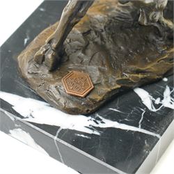 After Antoine Louis Barye - bronze figure of a charging Bull, H13cm