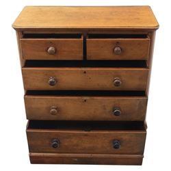 Victorian mahogany chest, fitted with two short and three long drawers