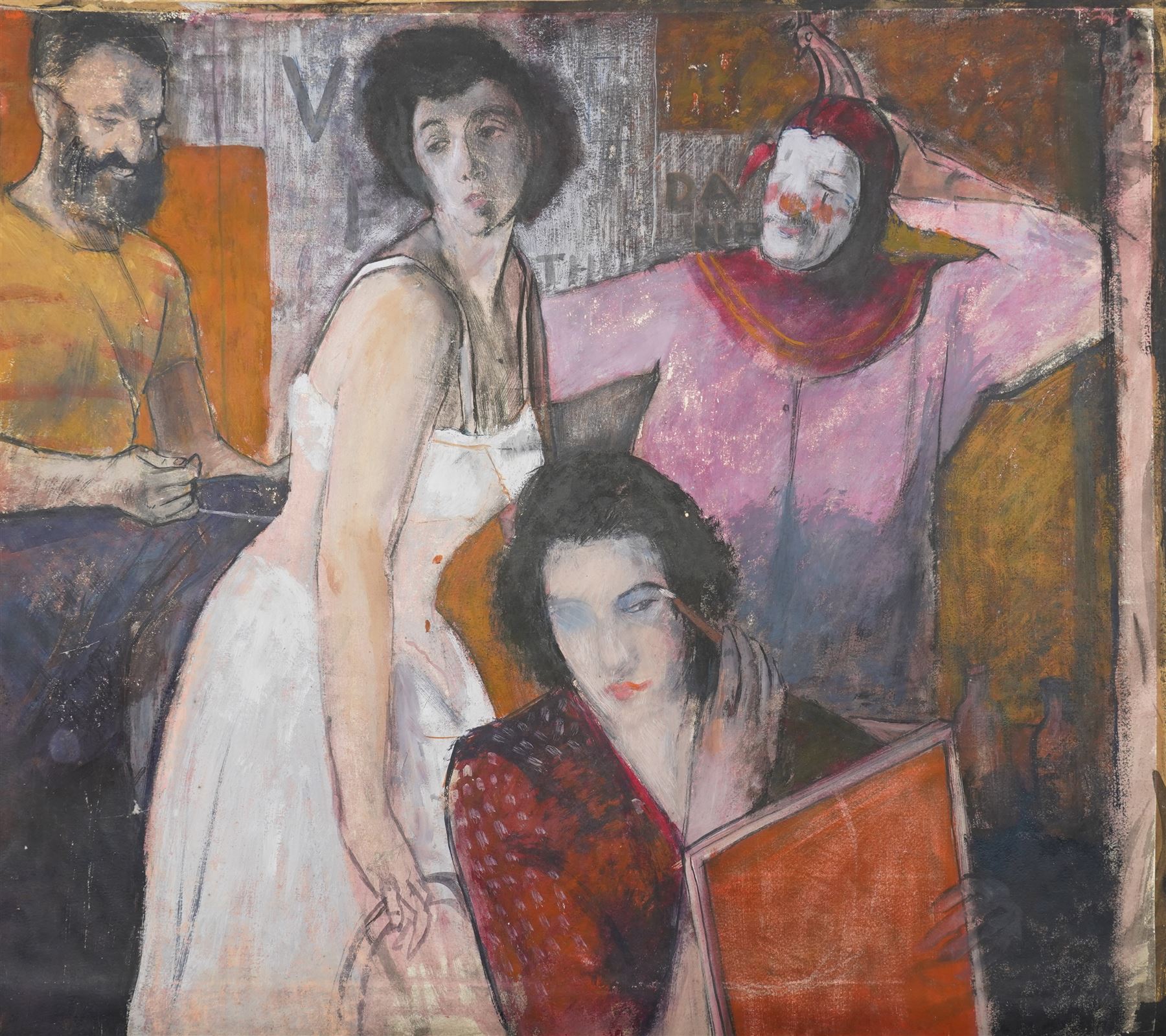 John Gilbey Bowles (British 1929-2011): Getting Ready for the Folies Bergère, oil pastel on card unsigned 53cm x 60cm (unframed)
Provenance: direct from the family of the artist