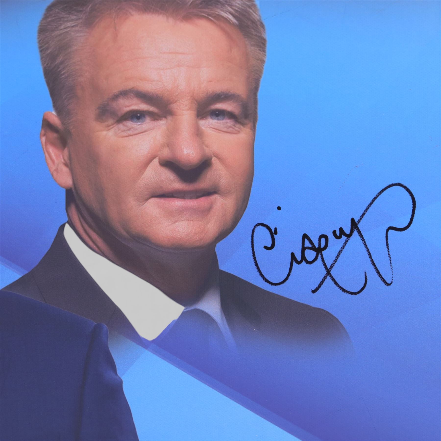 Soccer Saturday canvas, signed by Jeff Stelling, Matt le Tissier, Phil Thompson etc, H41cm, W51cm