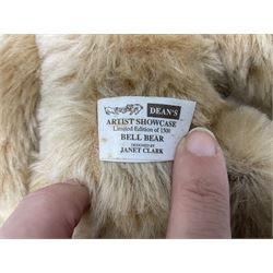 Dean's Rag Book limited edition teddy bear 'Bell Bear' No.221/1500 H32cm; Chad Valley Chiltern Hygenic teddy bear seated holding a honey pot; 1960s plush covered 'Sooty' teddy bear; and another smaller plush covered teddy bear (4)