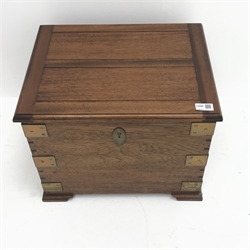  Mid 20th century brass bound mahogany coal box, single hinged lid, bracket supports, W46cm, H37cm, D36cm  
