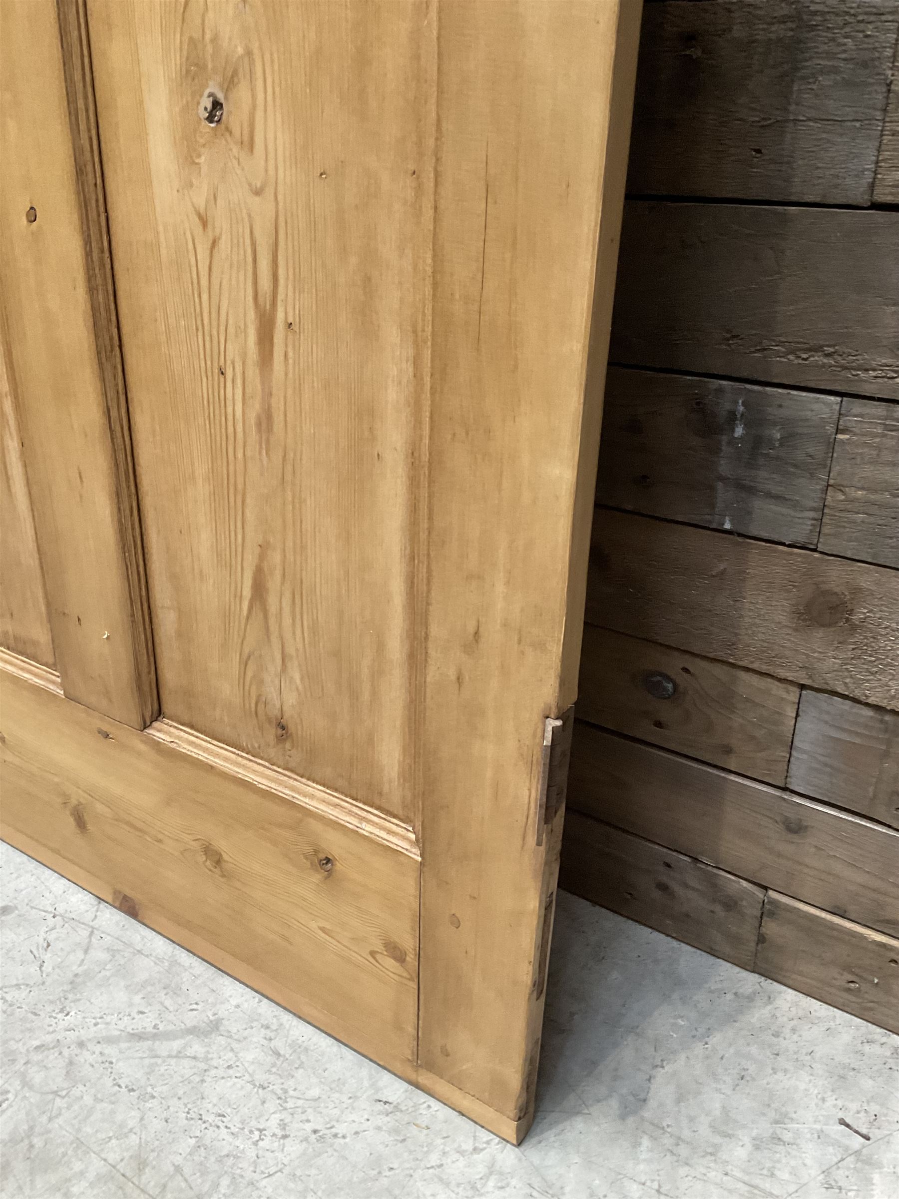 Early 20th century pine six panel door with later stained glass panels