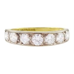 18ct gold seven stone round brilliant cut diamond half eternity ring, London 1991, total diamond weight approx 1.15 carat