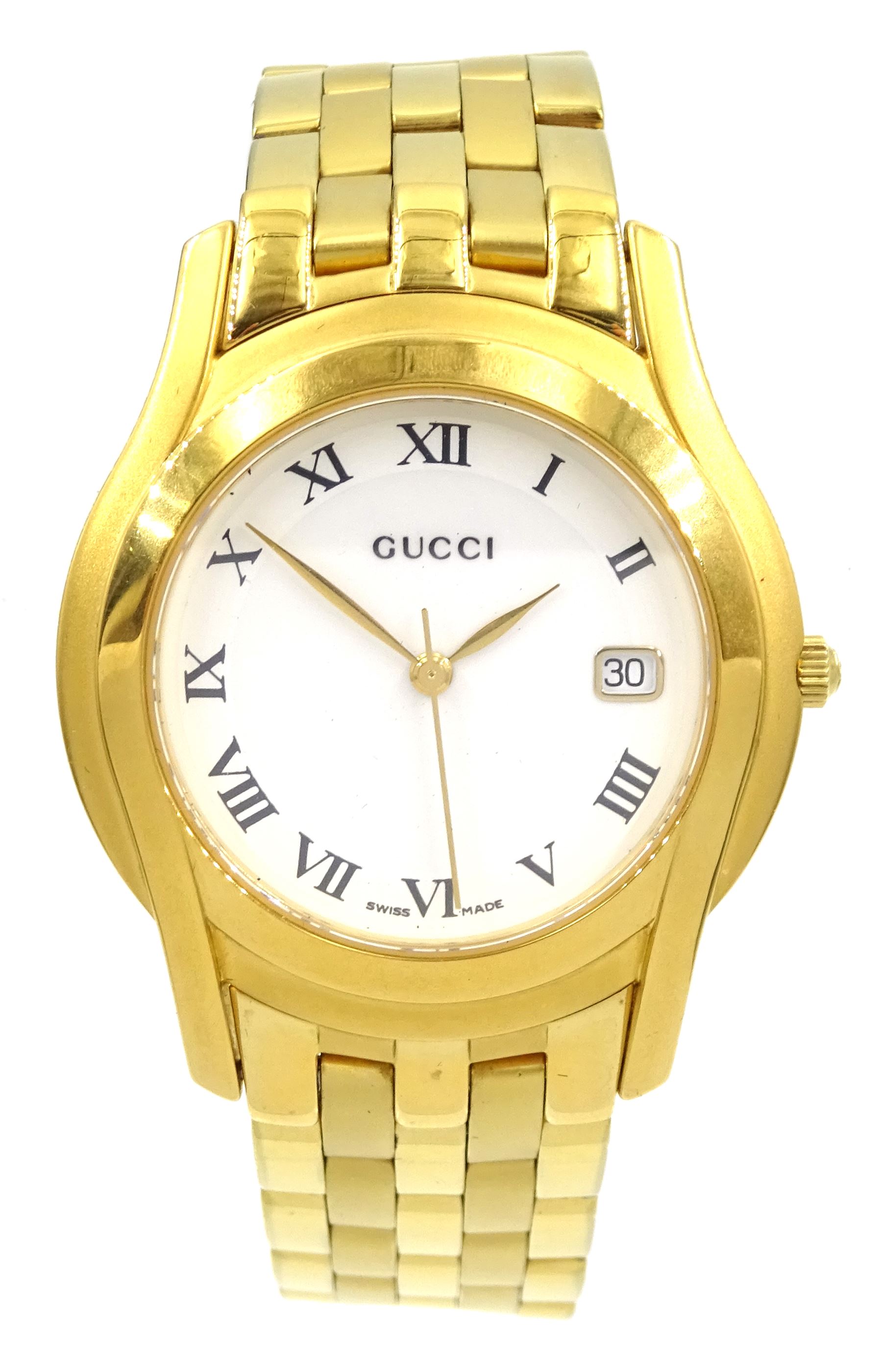 Gucci gentleman's gold-plated and stainless steel wristwatch, model No. 5400M, serial No. 0025786, boxed