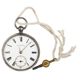 Victorian silver open face lever pocket watch by W.E. Harrison, Stockton on Tees, No. 5268...