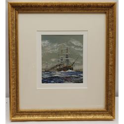 David Cobb RSMA (British 1921-2014): 'An Ironclad c.1870', gouache signed 16cm x 14cm