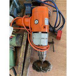 Pair of heavy duty clamps , drills, heat gun , belt sander . - THIS LOT IS TO BE COLLECTED BY APPOINTMENT FROM DUGGLEBY STORAGE, GREAT HILL, EASTFIELD, SCARBOROUGH, YO11 3TX