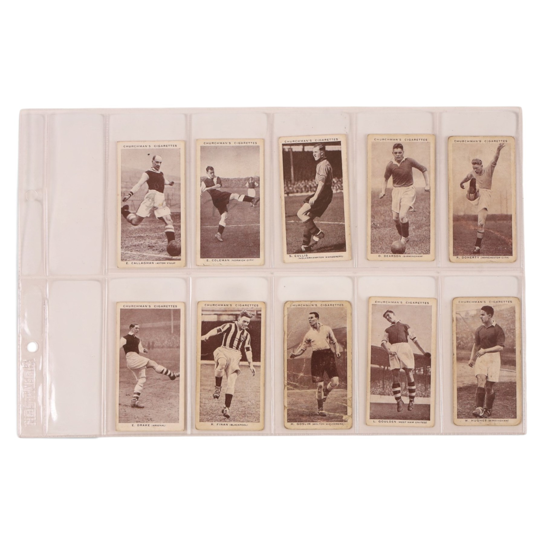 Forty Churchman's and Ogden's football cigarette cards, including twenty-two Association Footballers' and seven 'Football Club Colours' examples