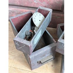 Collection of galvanised metal and wood workshop parts drawers and contents, early / mid 20th century.  - COLLECTION BY APPOINTMENT FROM: The White House, Thirsk Road, Easingwold, York, YO61 3NF - CALL 01723 507111 TO ARRANGE