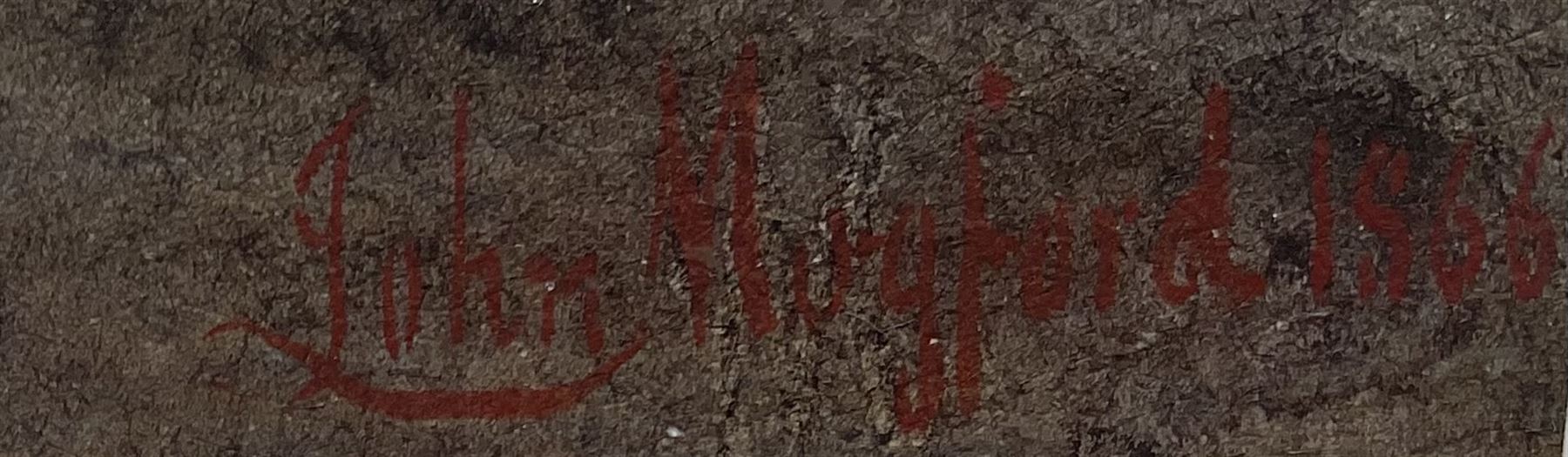 John Mogford (British 1821-1885): 'Scarborough Pier by Moonlight', watercolour signed and dated 1866, original title label and artist's address verso 16cm x 34cm
Notes: Mogford painted another watercolour of Scarborough in 1866 sold Sotheby's Bond Street 29th November 2000, Lot 75