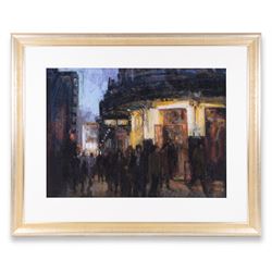 Debra Manifold PS RI (British 1961-2002): 'The Gielgud Theatre Shaftesbury Avenue', mixed media pastel signed, titled verso 52cm x 72cm