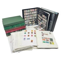 Stamps including Queen Victoria Queensland, modern Australia, King Edward VII Ceylon and Mauritius, South Africa, Gambia, Falkland Islands, Gold Coast, Ireland etc, housed in seven albums/folders and on loose album pages, in one box