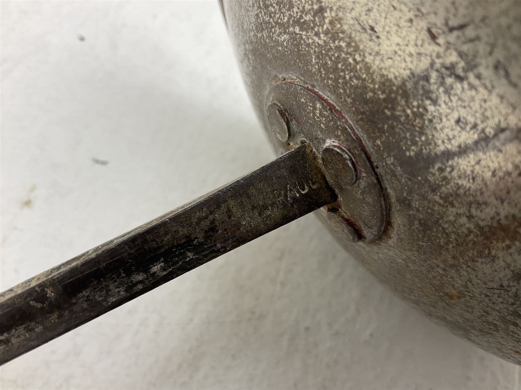 Reproduction Japanese katana with 63cm slightly curving fullered steel blade, ornate tsuba, cord bound grip and gilt transferred black saya L92cm; and two fencing foils, one marked Leon Paul (3)