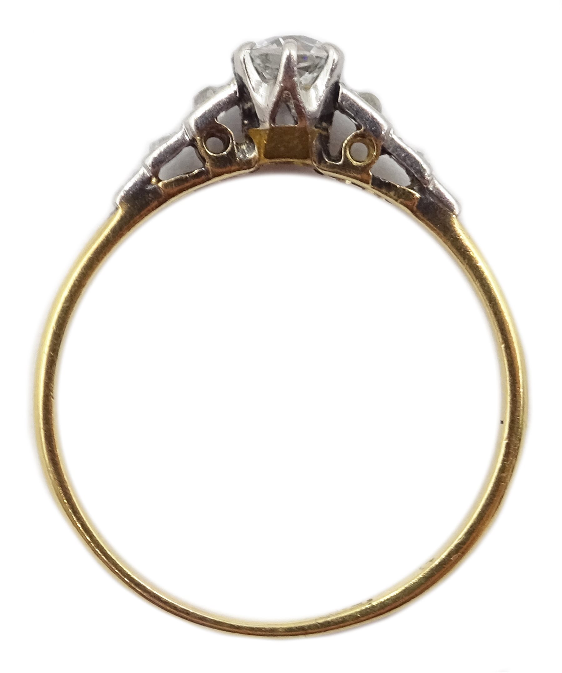 1940's diamond 18ct gold engagement ring (hallmarks rubbed) - Jewellery ...