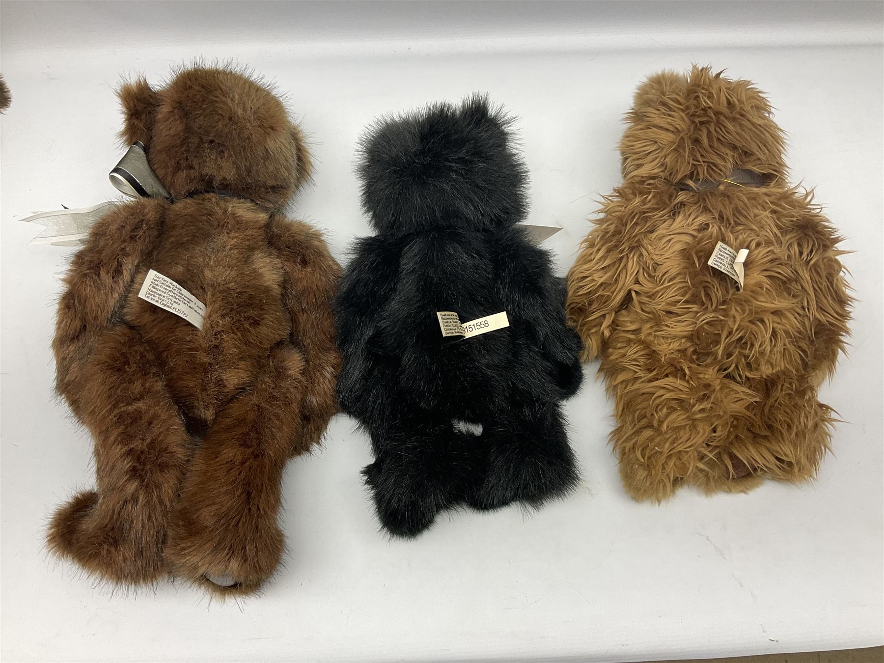 Five Charlie Bears, comprising limited edition Birthday Wojtek CB171840, limited to 4200, Anniversary Kojak CB161707, and Anniversary William CB151681, each designed by Isabelle Lee, Xavier CB620008, designed by Heather Lyell, and Anniversary Slothy Joe CB151558, all with tags 