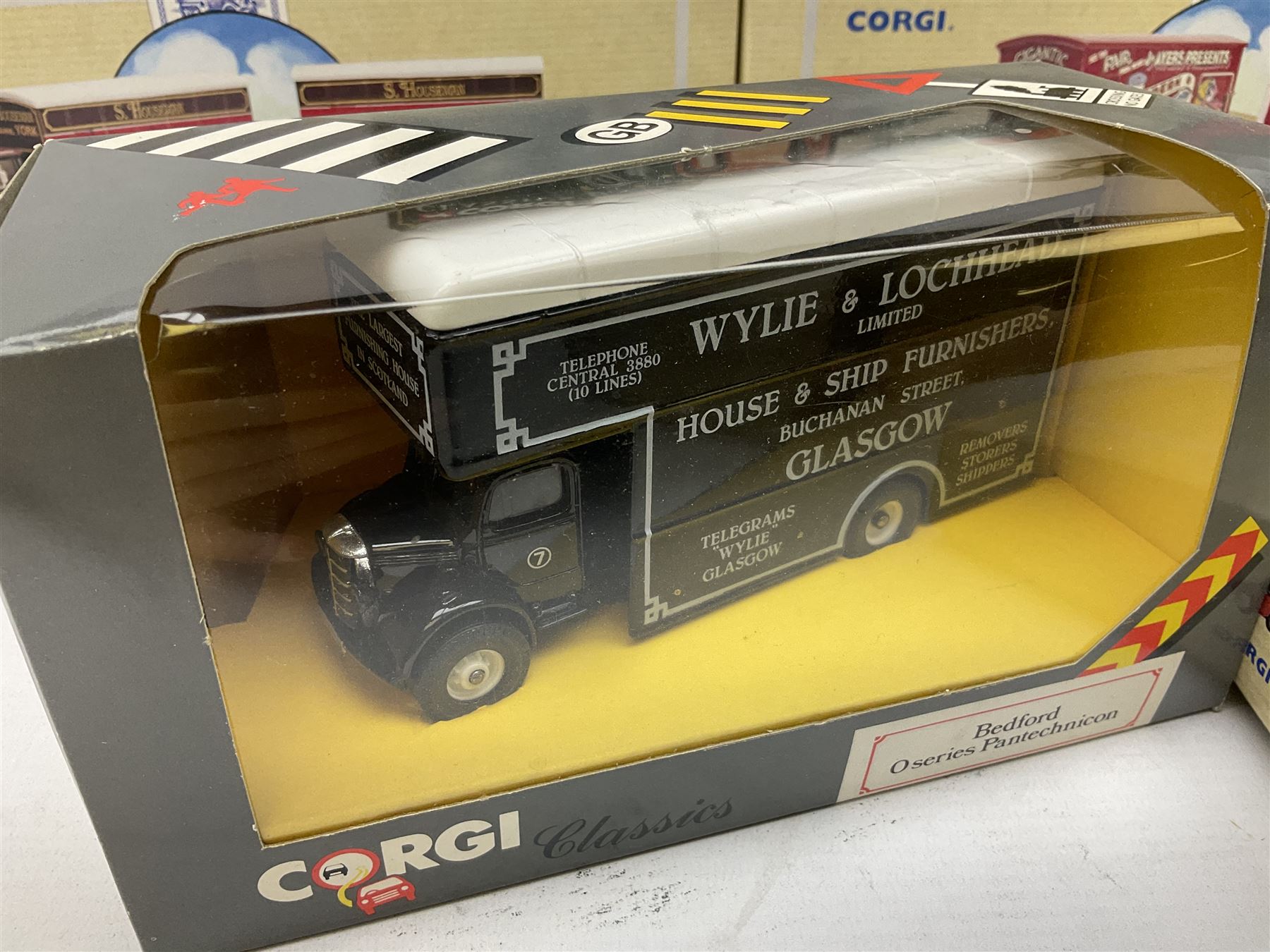 Corgi - three limited edition Classic Commercials nos.97891, 97892 and 97893; Classic Sports Cars no.97695; five various Eddie Stobart vehicles nos.11601, 97369, 11001, 31701 and 19306; and Classics Bedford O Series Pantechnicon; all boxed (10)