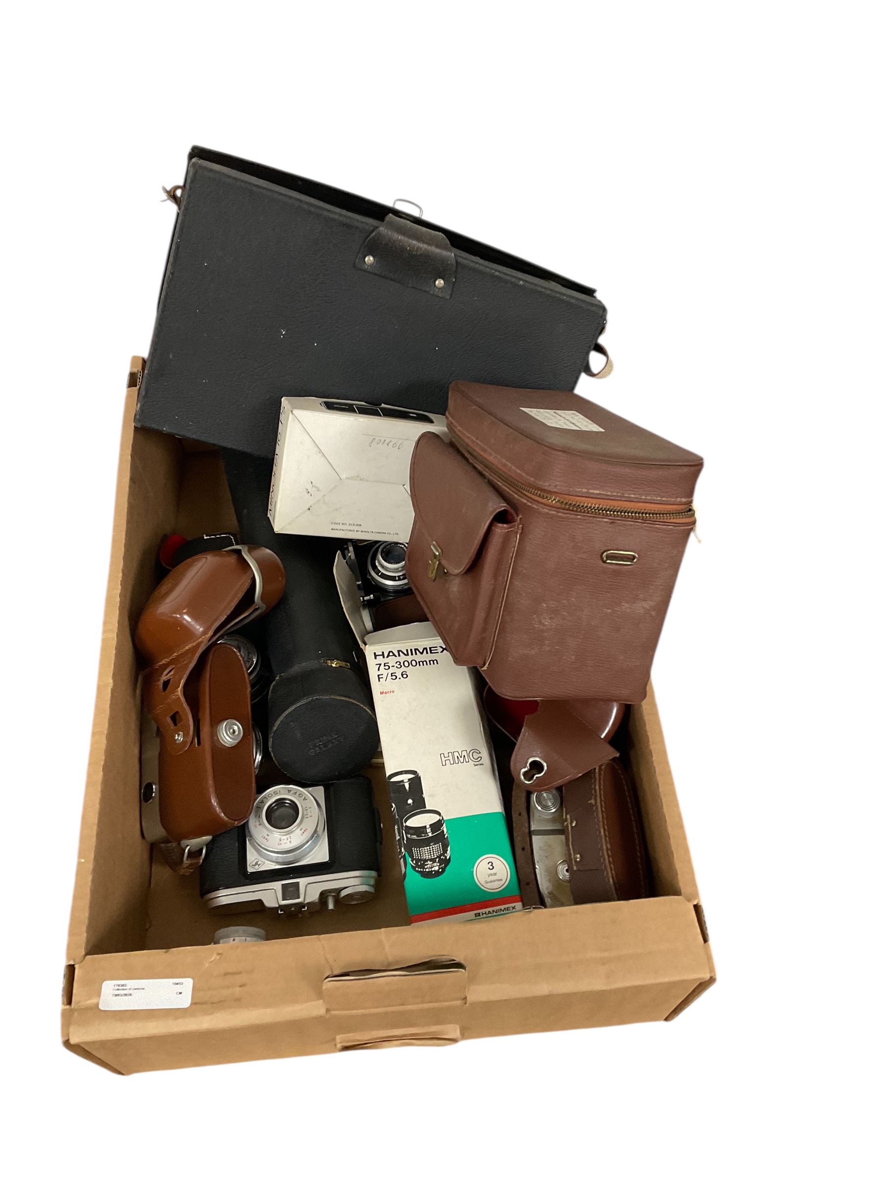 Collection of cameras, cases and lenses, including Halina, Luxette etc, 