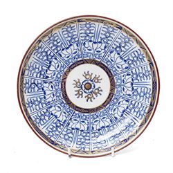 18th century Worcester 'Blue Lily' or 'Royal Lily' pattern tea and coffee service comprising twelve tea cups, twelve coffee cups, twelve saucers, tea pot, milk jug, sugar bowl, slop bowl and pair of plates, filled in crescent marks