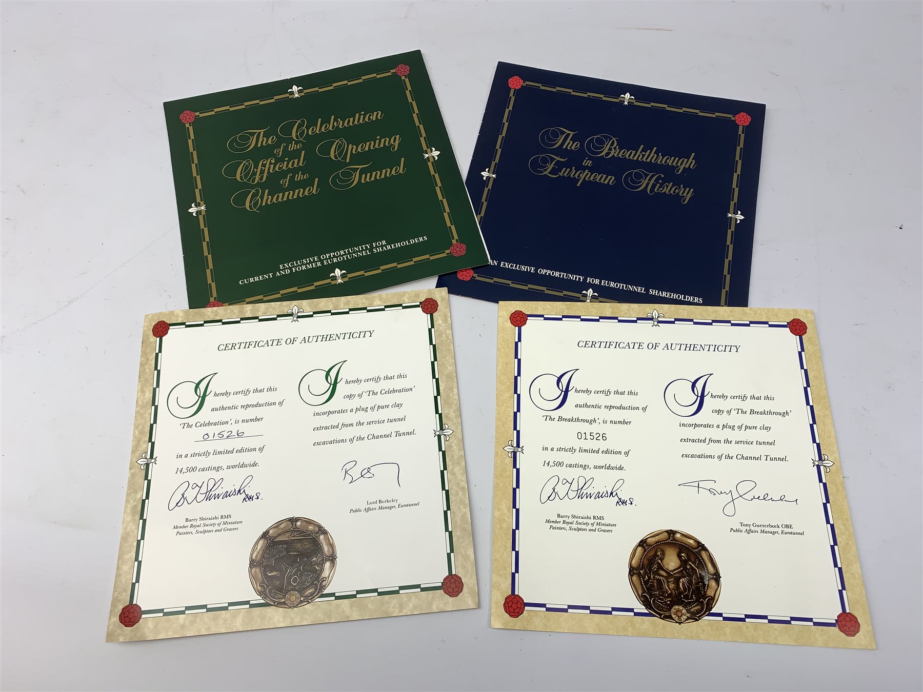  Two Submarine Force US Atlantic Fleet presentation plaques, the first detailed Subron 14, the second USS Abraham Lincoln 602, each H32.5cm, together with five uniform patches, four cap tallies, detailed HSM Tamar (x3), and HMS Ganges, and a set of two limited edition Euro Tunnel commemorative presentation plaques, The Breakthrough 1st December 1990 and Celebration 6th May 1994, D27cm, complete with original certificates.  