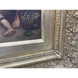 After Bartolomé Esteban Murillo (Spanish 1618-1682): 'Grape and Melon Eaters', oil on tin signed 'Murillo', in ornate gilt frame 19cm x 16cm