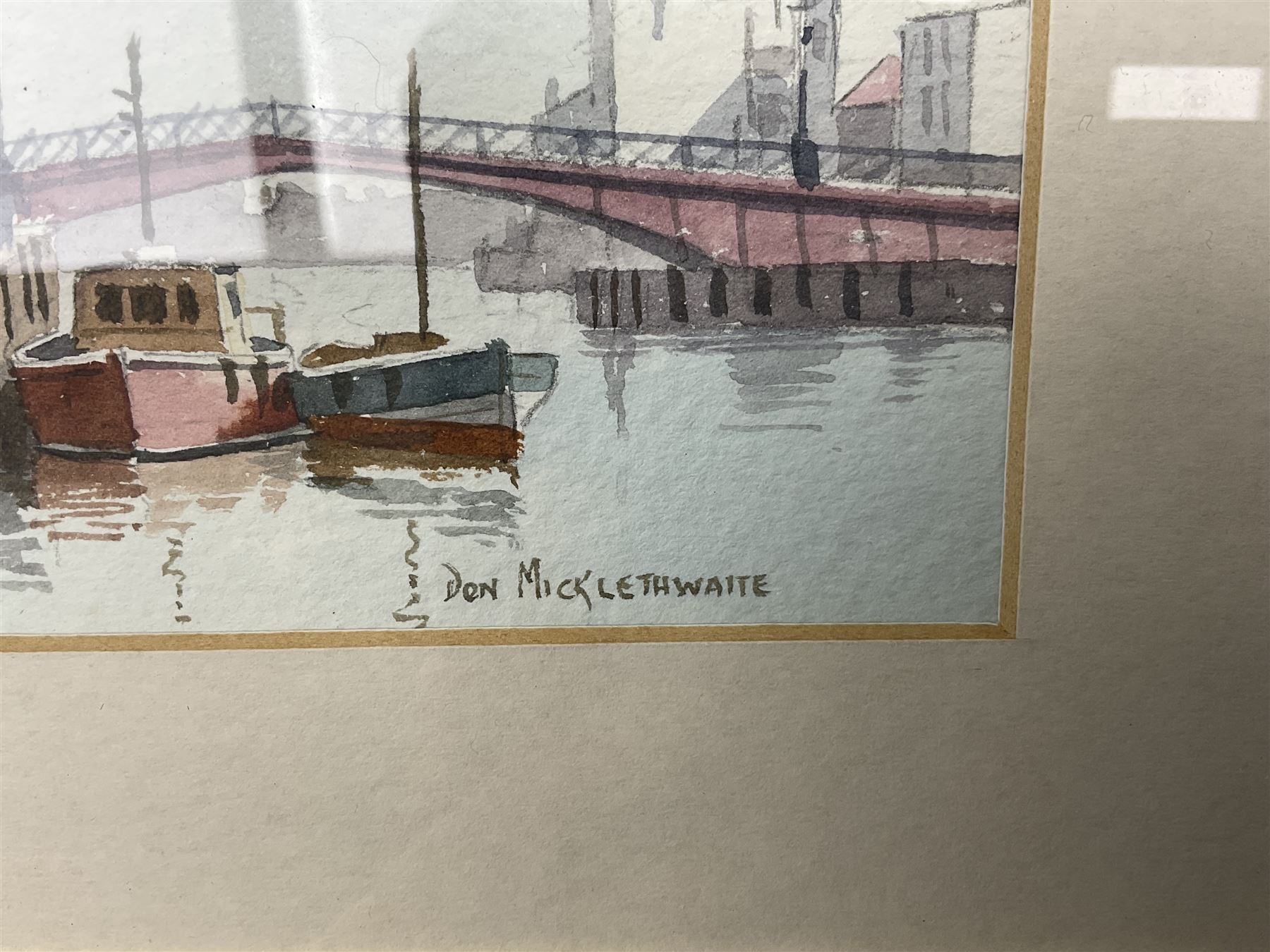 Don Micklethwaite (British 1936-): Whitby Harbour, watercolour signed 10cm x 15cm 