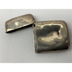 Victorian novelty brass vesta case modelled in the form of a pig holding a money bag, together with a silver vesta, hallmarked 