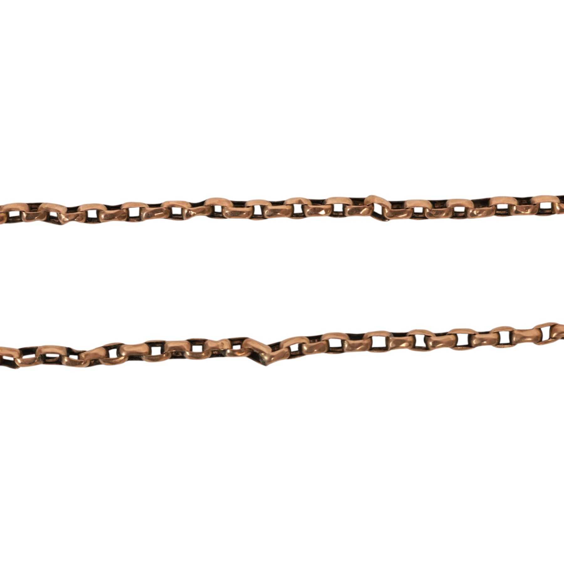 19th/early 20th century 9ct rose gold chain, stamped