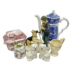  Royal Doulton figure Fetch, together with a pair of Royal Doulton Staffords style dogs and other ceramics 