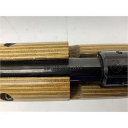 Feinwerkbau, Westinger & Altenburger Germany .22 LR bolt-action target rifle with 67cm barrel, fully adjustable weights and laminated stock, sliding weight rails and vernier rear sight; bi-pod rest at front; No.4225 L123.5cm overall SECTION 1 FIRE-ARMS CERTIFICATE REQUIRED       

