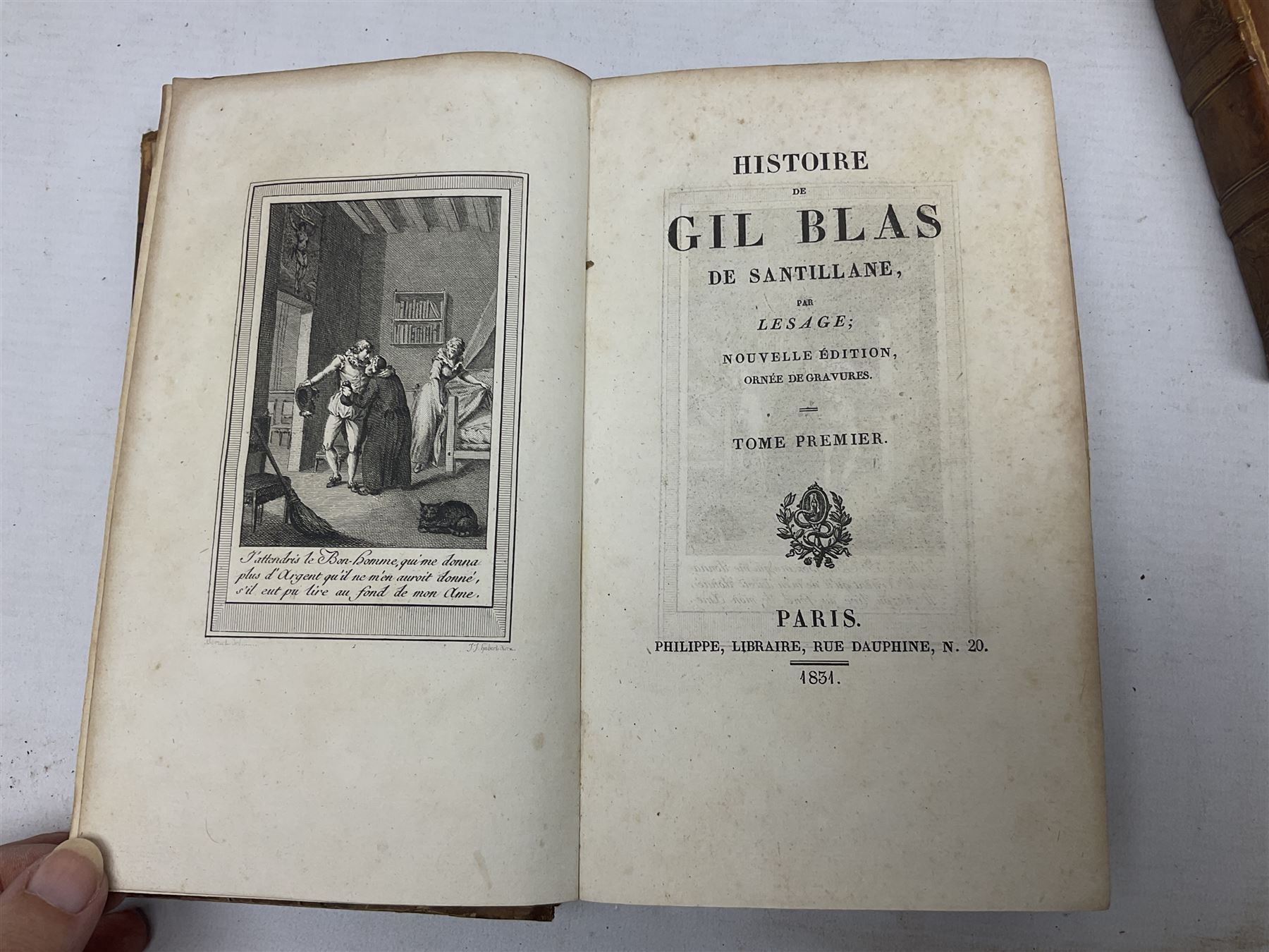  Coelebs; In Search of a Wife, fifth edition in two leather bound volumes London 1809, together with Tome Troisieme; Histoire De Gils Blas De Santillane, two leather bound volumes Paris 1831 and Dramatic Miscellanies one leather bound volume London 