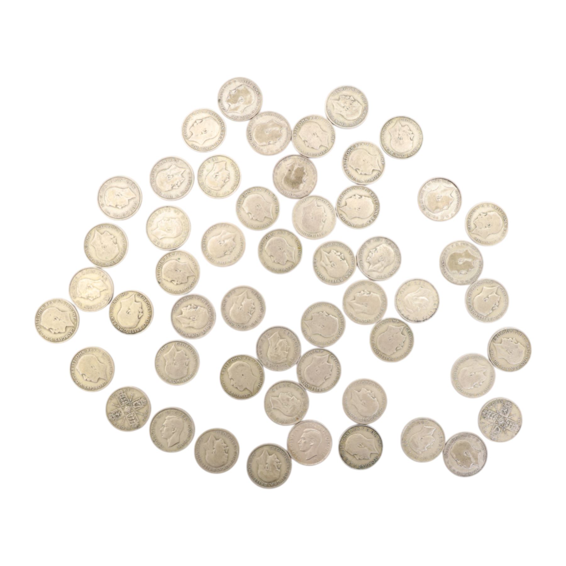 Approximately 570 grams of Great British pre-1947 silver one florin or two shilling coins