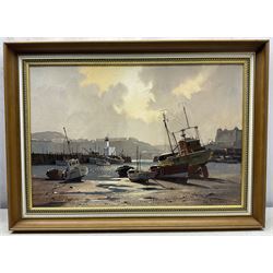 Don Micklethwaite (British 1936-): Boats at Rest in Scarborough Harbour, oil on canvas board signed 40cm x 59cm