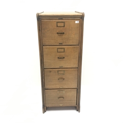 'Lyle' vintage oak filing chest, four drawers, W52cm, H135cm, D70cm