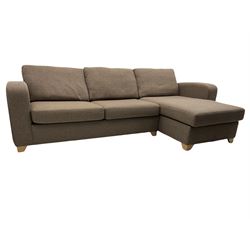 Lydia Deluxe - right-hand corner sofa bed, upholstered in mocha fabric