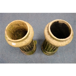 Pair Victorian reeded terracotta Chimney pots, H77cm  
