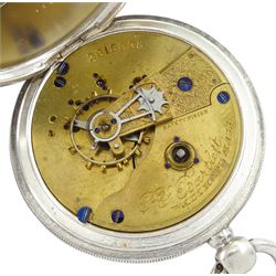 Victorian silver open face key wound pocket watch by Waltham, Mass, the movement signed P.S. Bartlett, No. 2315036, Birmingham 1883 and one other silver keyless lever pocket watch, case by Dennison