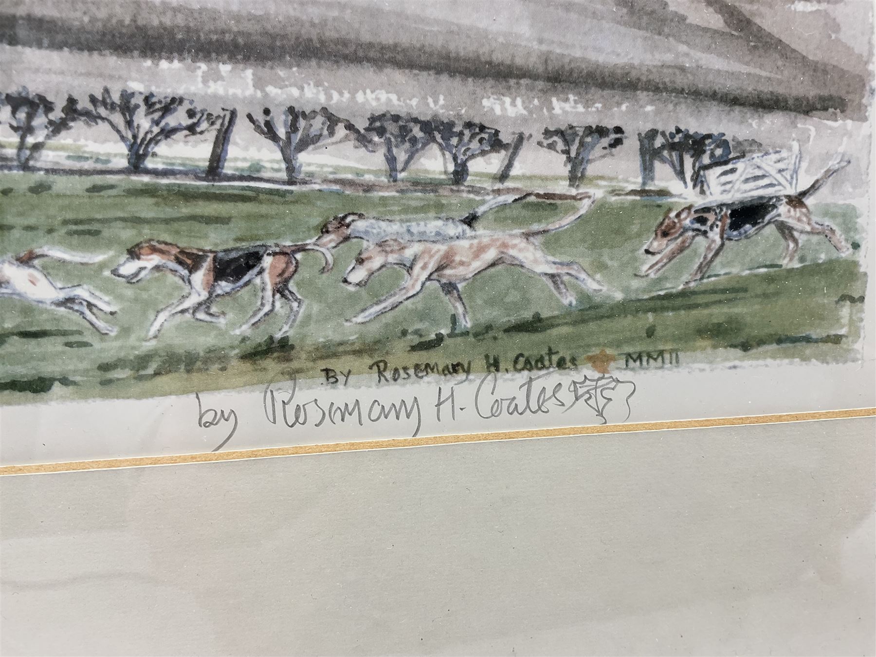 Rosemary H Coates (British Contemporary): 'The Middleton Hunt', limited edition print signed dated 2002 and numbered 35/150, 41cm x 59cm; John R Morris (20th century): Peregrine Falcon, artist's proof print signed and numbered 9/10 pub. 1990, 39cm x 42cm (2)