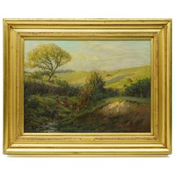 Ernest Higgins Rigg (Staithes Group 1868-1947): Children Playing in a Stream near Staithes, oil on canvas signed 50cm x 67cm